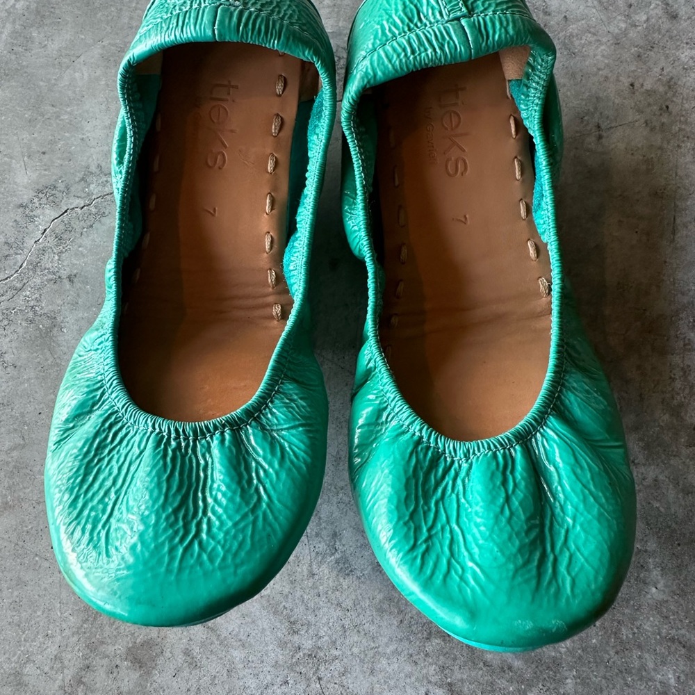 Tieks Teal Green Leather Ballet Flats
